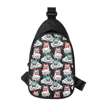 Hipster Frog Pattern Print Chest Bag