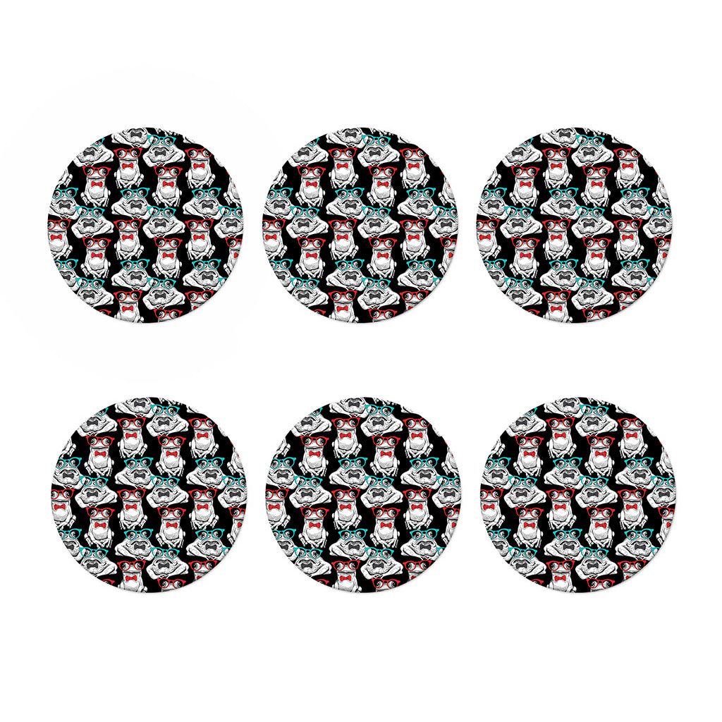 Hipster Frog Pattern Print Coaster Set