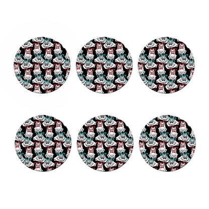Hipster Frog Pattern Print Coaster Set