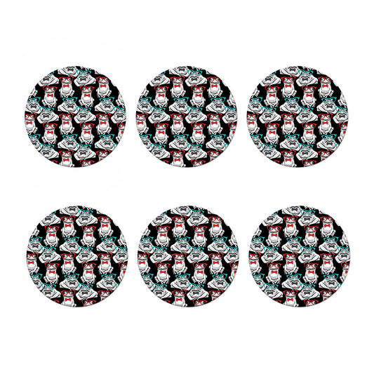 Hipster Frog Pattern Print Coaster Set
