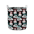 Hipster Frog Pattern Print Collapsible Laundry Basket