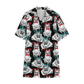 Hipster Frog Pattern Print Cotton Hawaiian Shirt