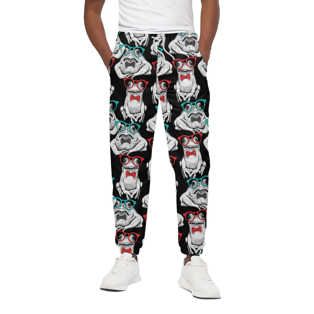 Hipster Frog Pattern Print Cotton Pants