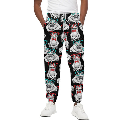 Hipster Frog Pattern Print Cotton Pants