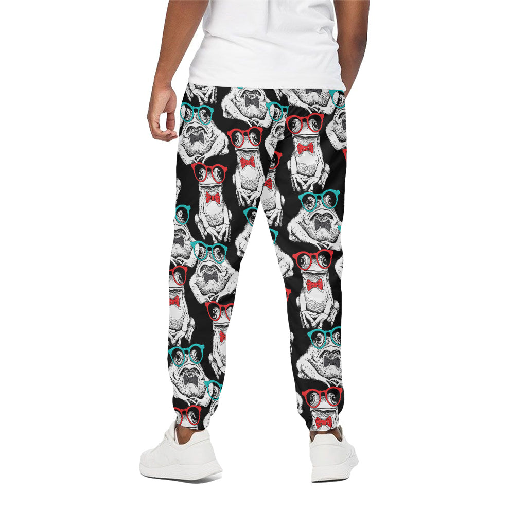 Hipster Frog Pattern Print Cotton Pants