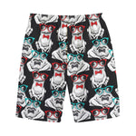 Hipster Frog Pattern Print Cotton Shorts