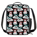 Hipster Frog Pattern Print Crossbody Lunch Bag