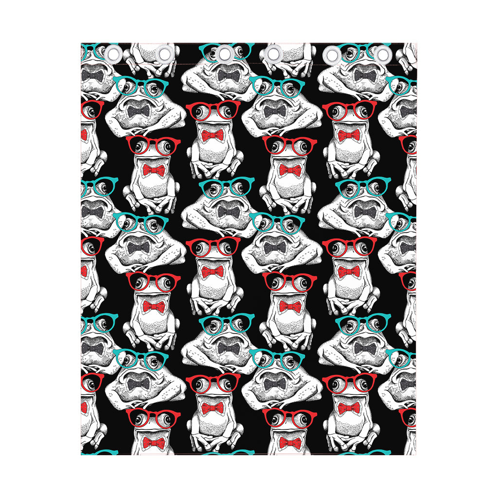 Hipster Frog Pattern Print Curtain