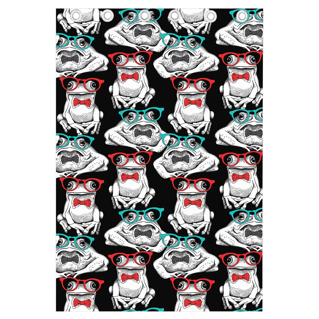Hipster Frog Pattern Print Curtain