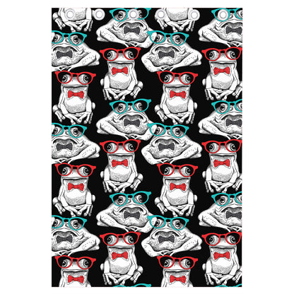 Hipster Frog Pattern Print Curtain
