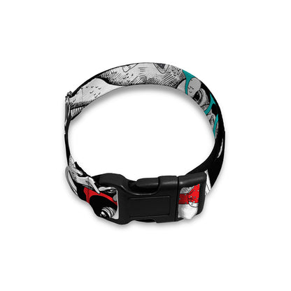 Hipster Frog Pattern Print Dog Collar