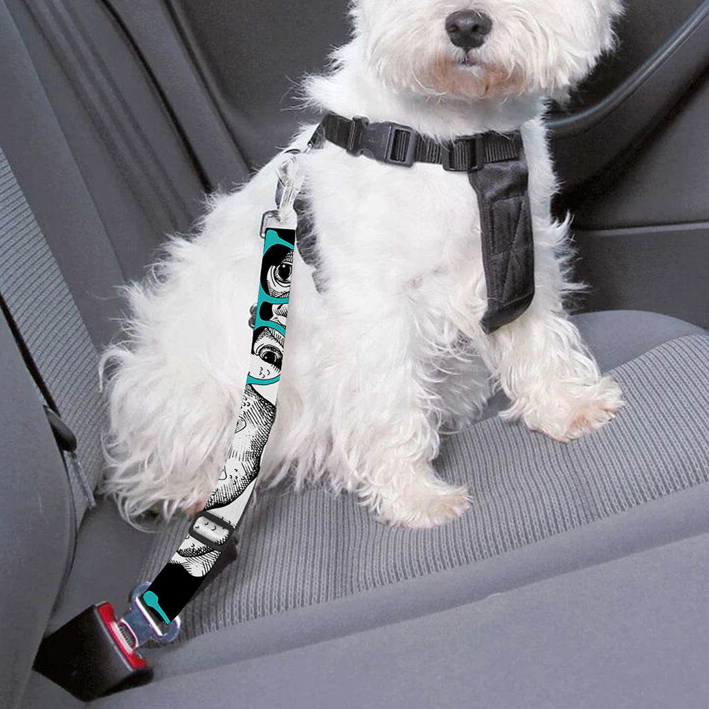 Hipster Frog Pattern Print Dog Seat Belt