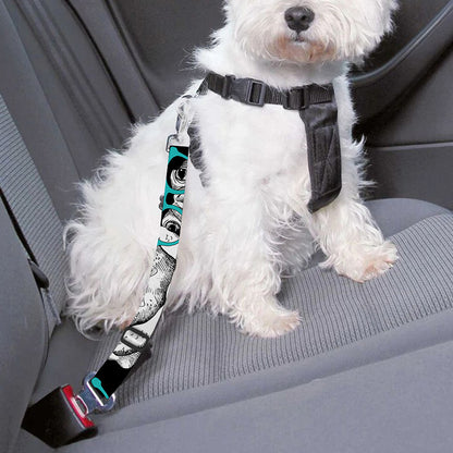 Hipster Frog Pattern Print Dog Seat Belt