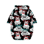 Hipster Frog Pattern Print Dog Zip Up Hoodie