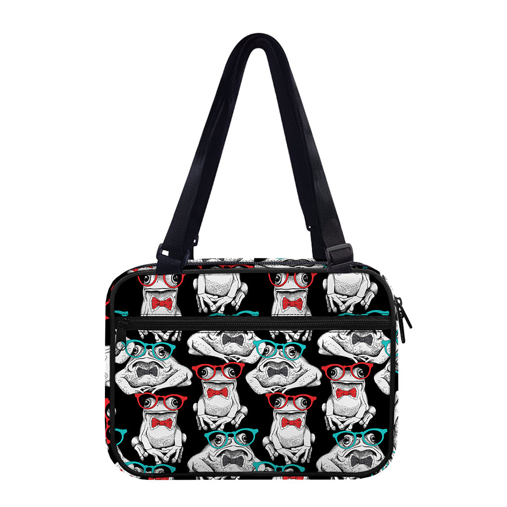 Hipster Frog Pattern Print Double Strap Bible Bag
