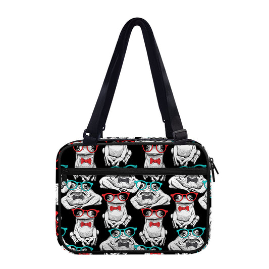 Hipster Frog Pattern Print Double Strap Bible Bag
