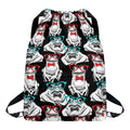 Hipster Frog Pattern Print Drawstring Backpack