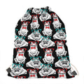 Hipster Frog Pattern Print Drawstring Bag
