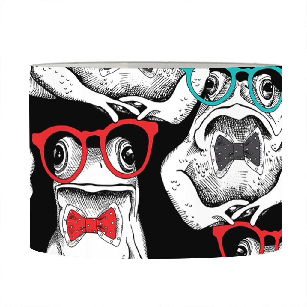 Hipster Frog Pattern Print Drum Lamp Shade