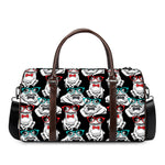 Hipster Frog Pattern Print Duffle Bag