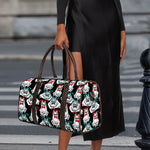Hipster Frog Pattern Print Duffle Bag