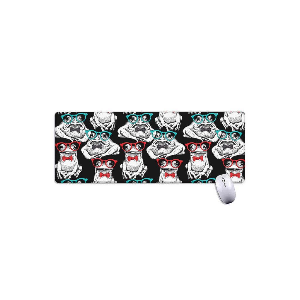 Hipster Frog Pattern Print Extended Mouse Pad