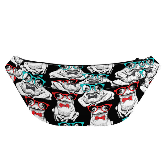 Hipster Frog Pattern Print Fanny Pack