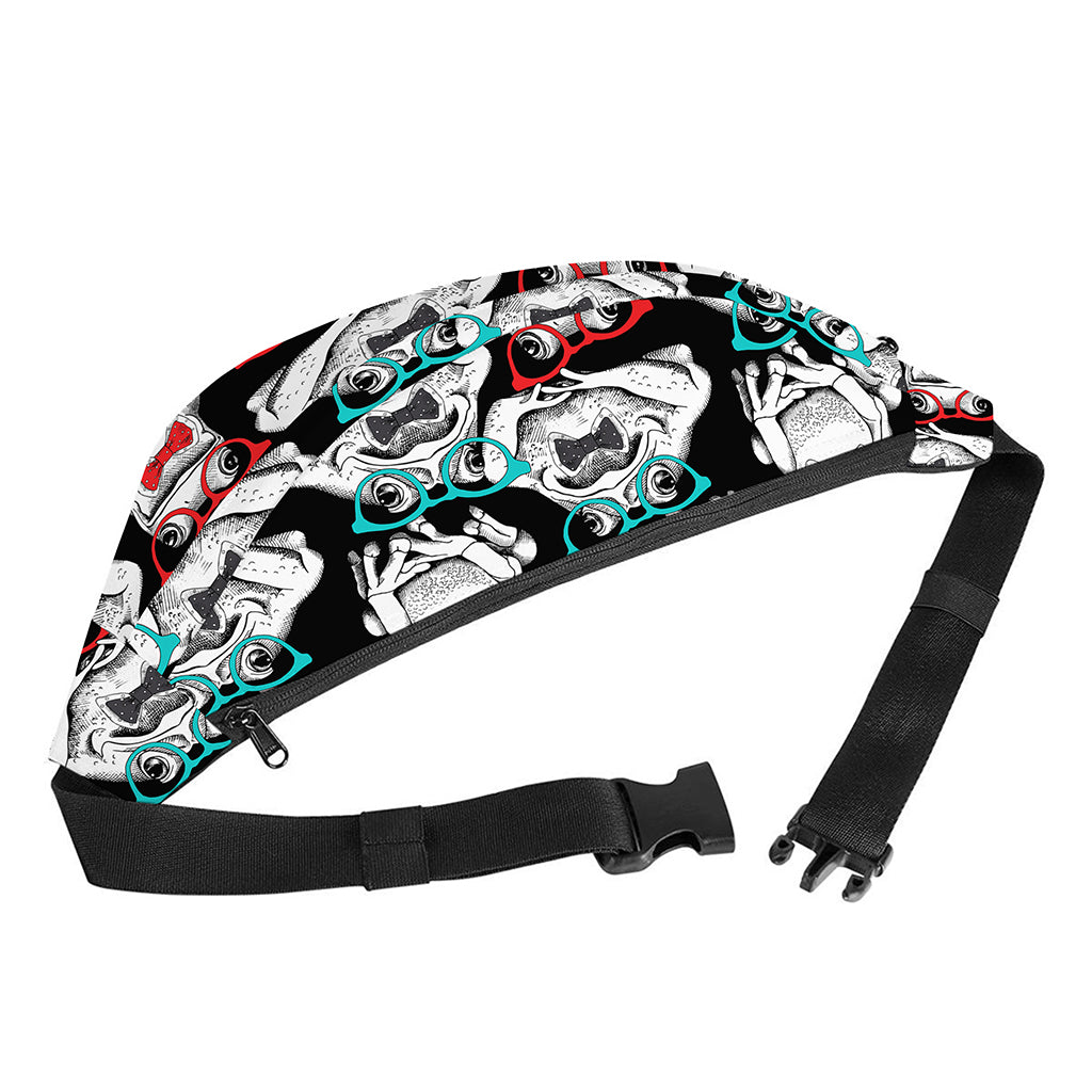 Hipster Frog Pattern Print Fanny Pack