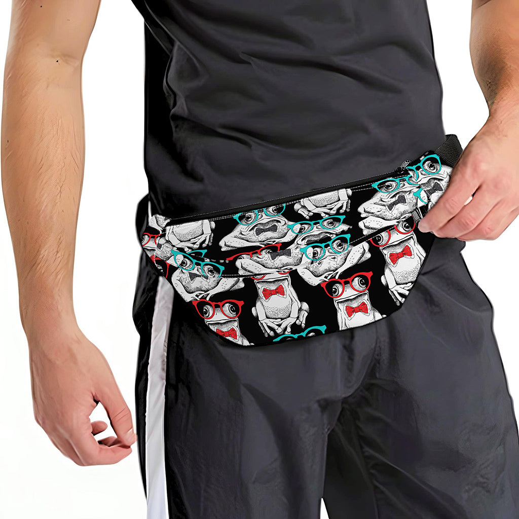 Hipster Frog Pattern Print Fanny Pack
