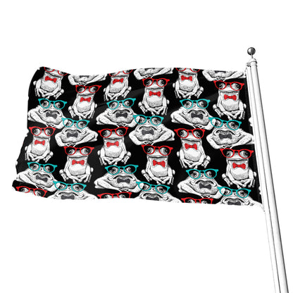 Hipster Frog Pattern Print Flag