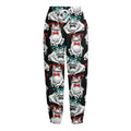 Hipster Frog Pattern Print Fleece Lined Knit Pants