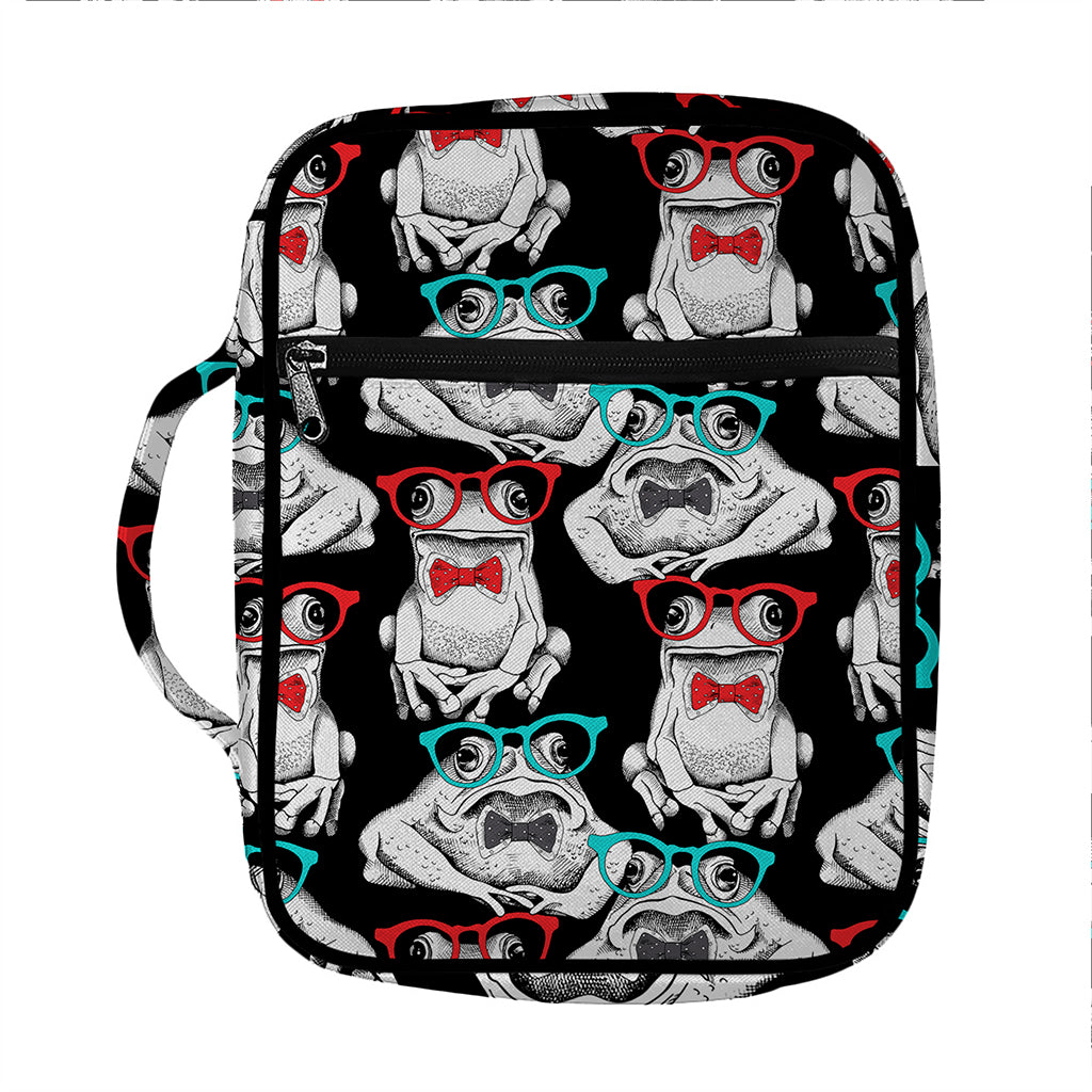 Hipster Frog Pattern Print Front Pocket Bible Bag