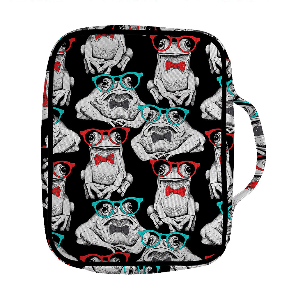 Hipster Frog Pattern Print Front Pocket Bible Bag