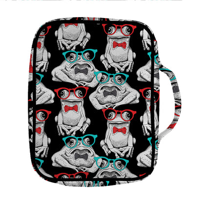 Hipster Frog Pattern Print Front Pocket Bible Bag