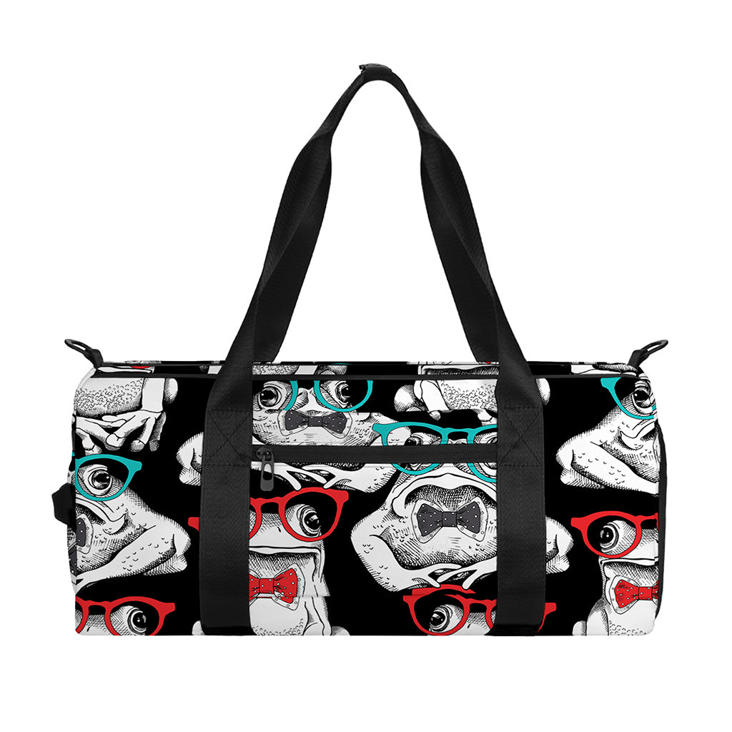Hipster Frog Pattern Print Gym Bag