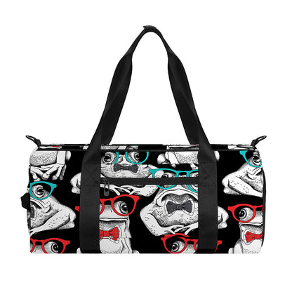 Hipster Frog Pattern Print Gym Bag