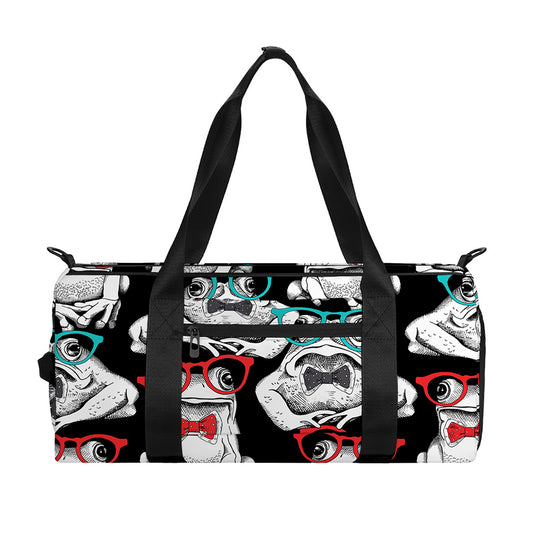 Hipster Frog Pattern Print Gym Bag