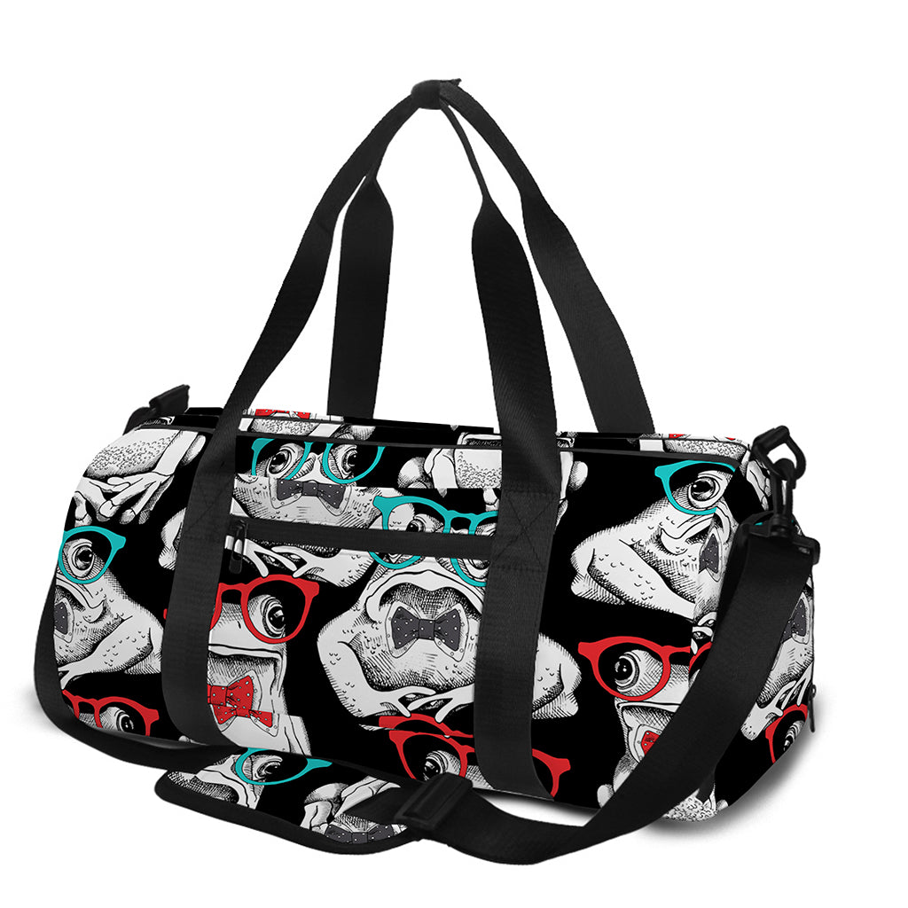 Hipster Frog Pattern Print Gym Bag