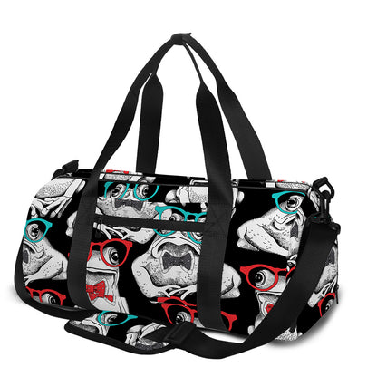 Hipster Frog Pattern Print Gym Bag