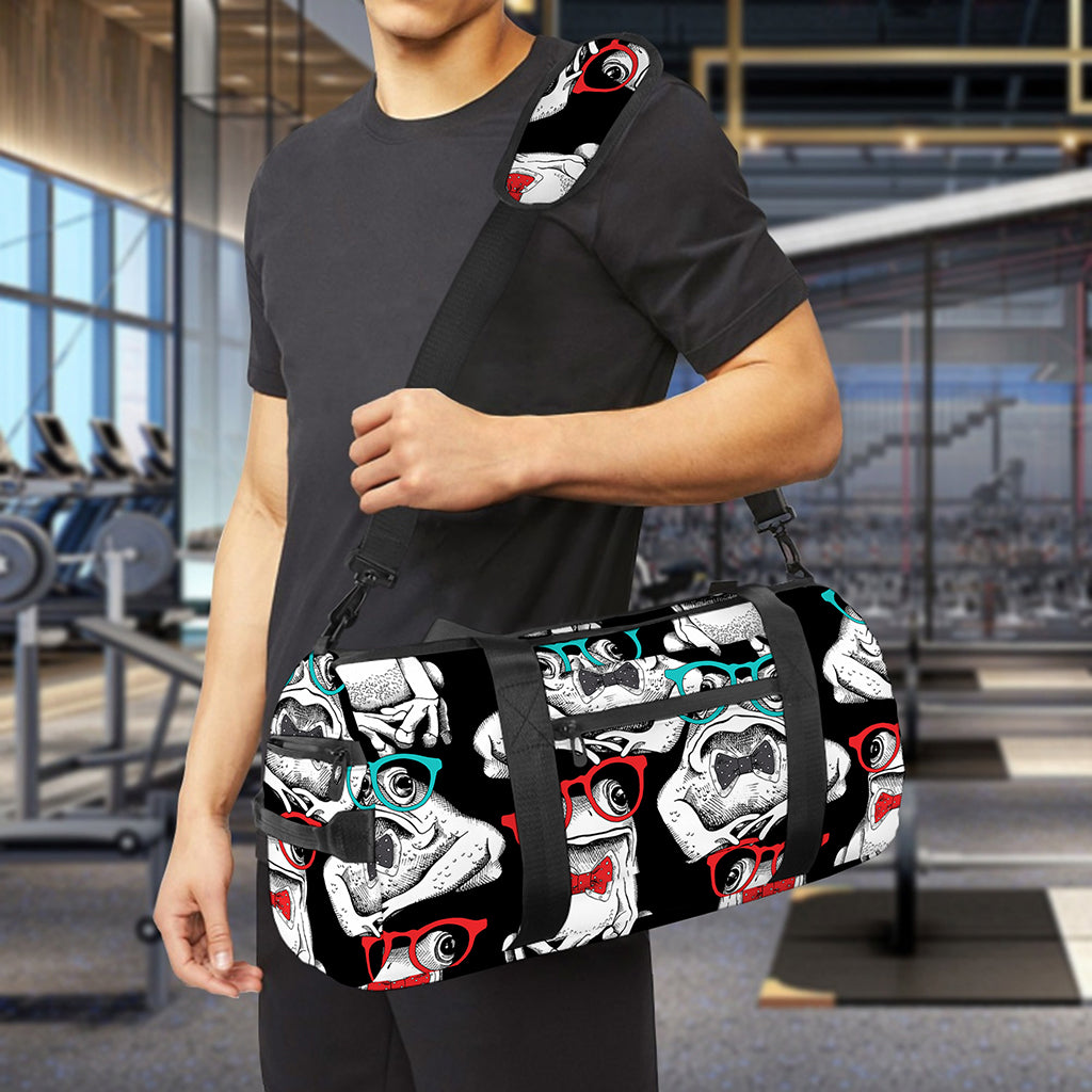 Hipster Frog Pattern Print Gym Bag