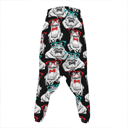 Hipster Frog Pattern Print Hammer Pants