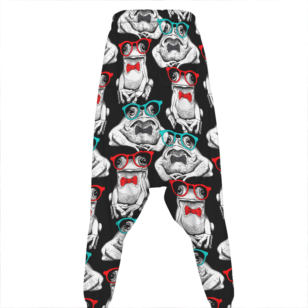 Hipster Frog Pattern Print Hammer Pants