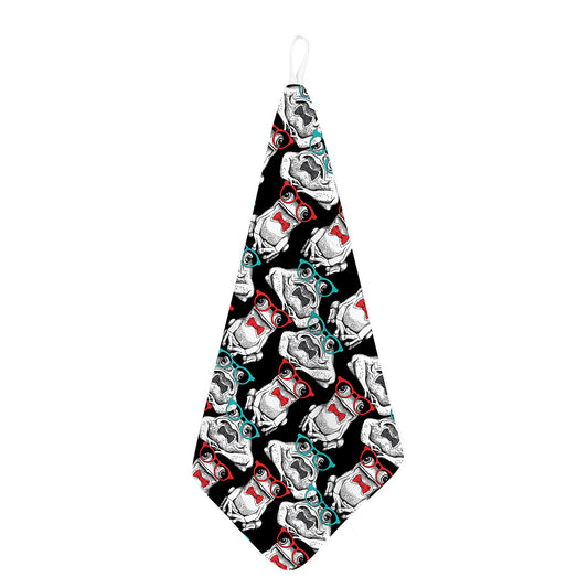 Hipster Frog Pattern Print Hand Towel