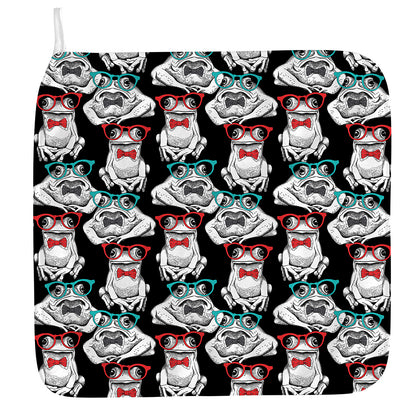 Hipster Frog Pattern Print Hand Towel