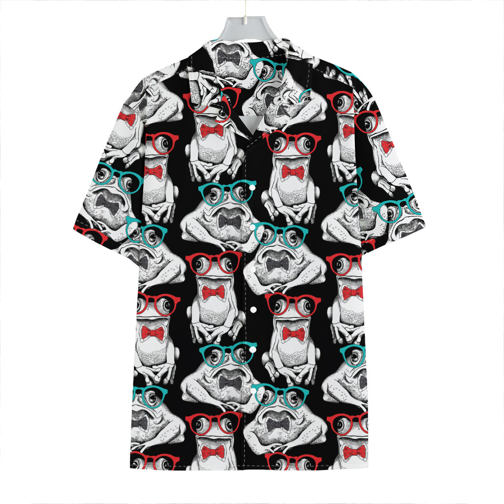 Hipster Frog Pattern Print Hawaiian Shirt