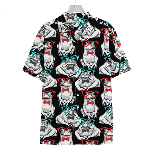 Hipster Frog Pattern Print Hawaiian Shirt