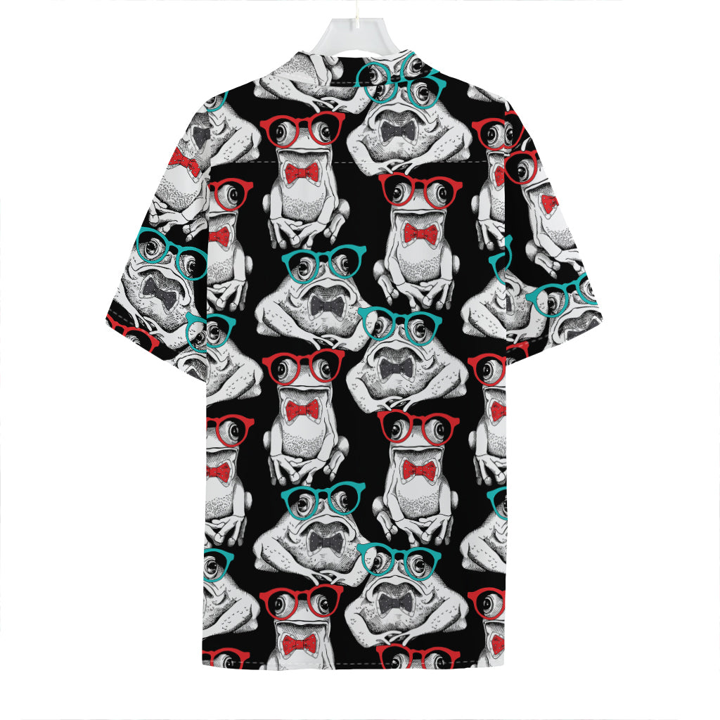 Hipster Frog Pattern Print Hawaiian Shirt