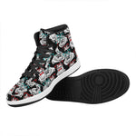 Hipster Frog Pattern Print High Top Leather Sneakers