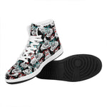 Hipster Frog Pattern Print High Top Leather Sneakers