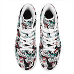 Hipster Frog Pattern Print High Top Leather Sneakers